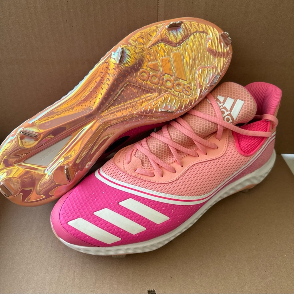 Adidas Icon V Boost Pink Breast Cancer Men's Baseball Cleats Size 13.5 FW5543 NW